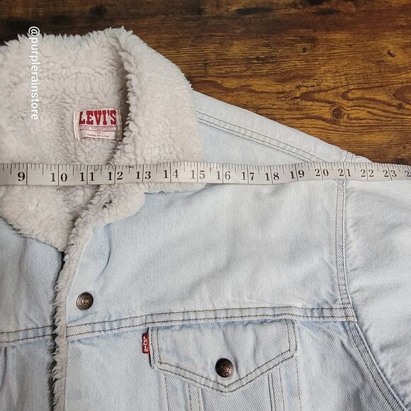 Vtg Levi's Denim Sherpa Trucker Jacket M Light Wash USA 70's Hipster Streetwear - Picture 9 of 15
